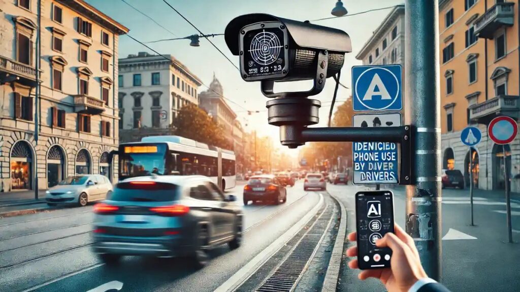 Autovelox fisso su palo lungo un'autostrada italiana
