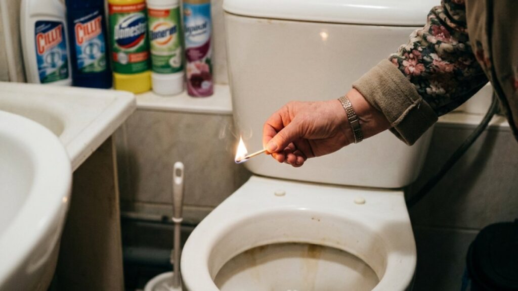 Ho visto un idraulico gettare un fiammifero nella toilette - ora lo faccio anch'io. Il risultato sor